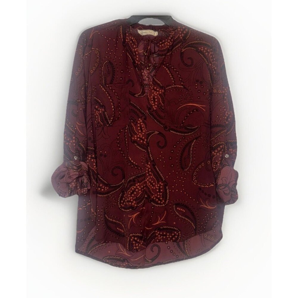 Abercrombie & Fitch Womens Oversized Paisley Roll Tab Sleeve Top Sz M